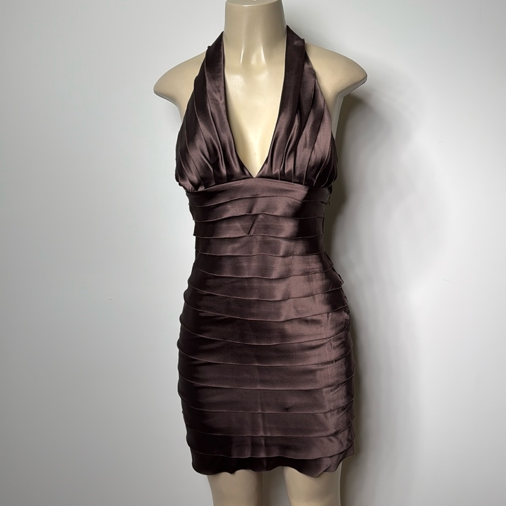 Morgan & Co. size 3/4 brown satin mini dress